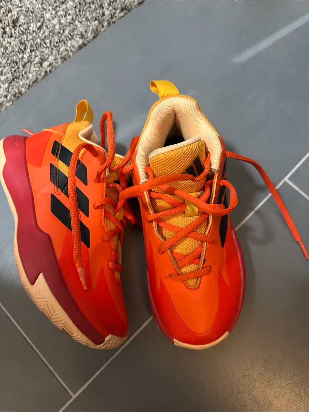 adidas Kids Orange and Black High-Top Sneakers